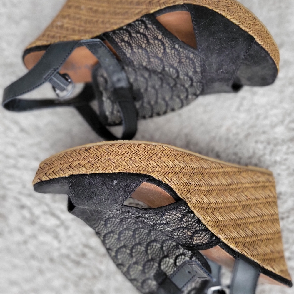 Black crotchet wedges from buckle